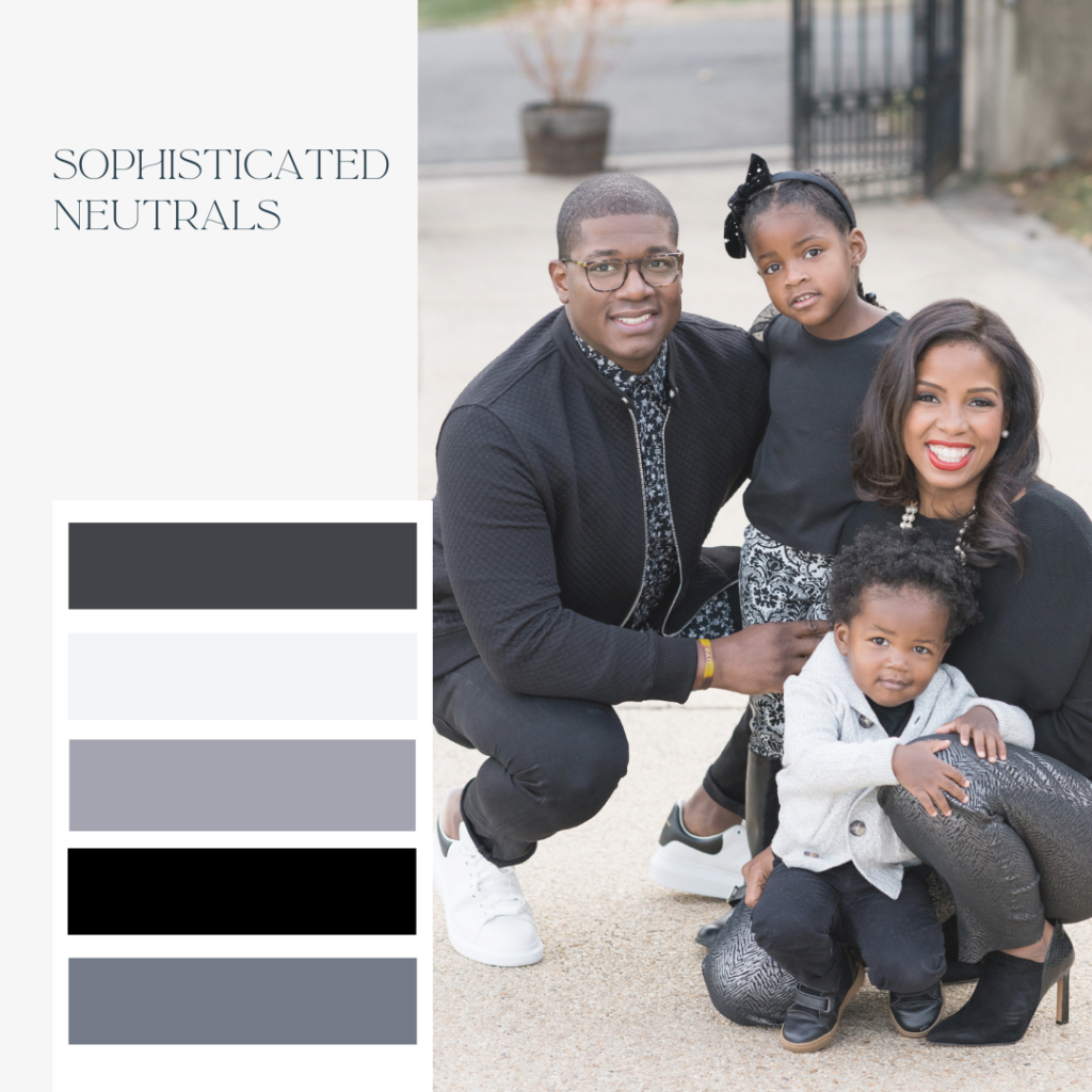 Neutral color palette for fall family photo in Morven Park Leesburg Virginia