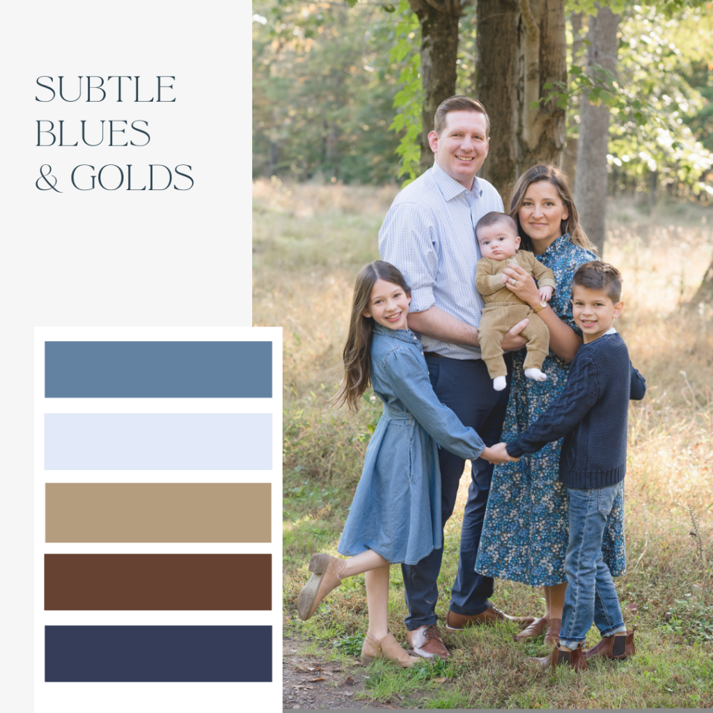 subtle blue and gold color palette for fall family photo loudoun 